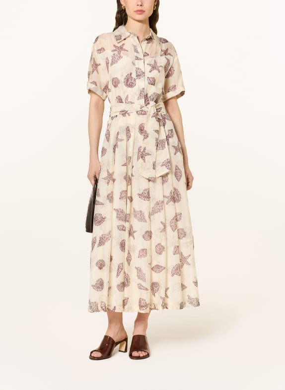 MARELLA Hemdblusenkleid ECRU / GRAU / DUNKELROT