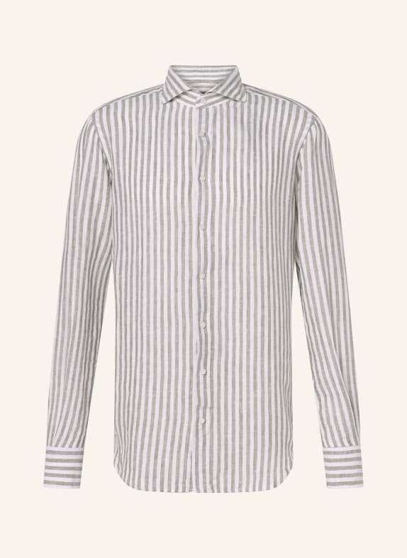 windsor. Linnen overhemd LANO Slim Fit LICHTGROEN / CRÈME