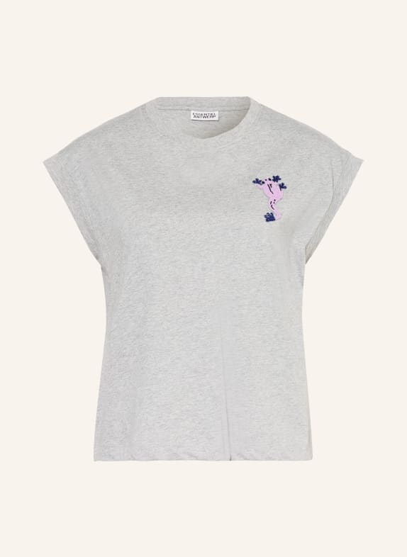 ESSENTIEL ANTWERP T-shirt JUNGALA avec perles décoratives GRIS / LILAS CLAIR / LILAS