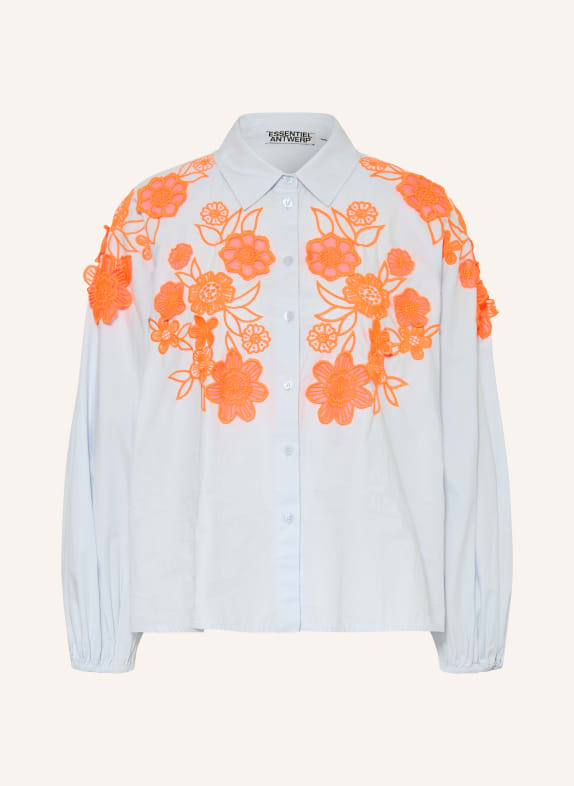 ESSENTIEL ANTWERP Overhemdblouse JOELLA LICHTBLAUW / NEONORANJE