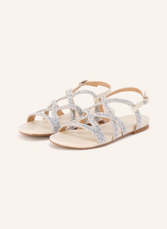 UNISA Sandały COMIC z kamieniami ozdobnymi KREMOWY / SREBRNY
