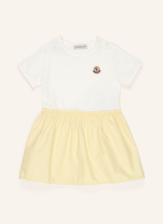 MONCLER enfant Kleid im Materialmix WEISS / GELB