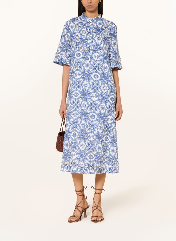 JOOP! Kleid DESA mit 3/4-Arm WEISS / DUNKELBLAU / BLAU