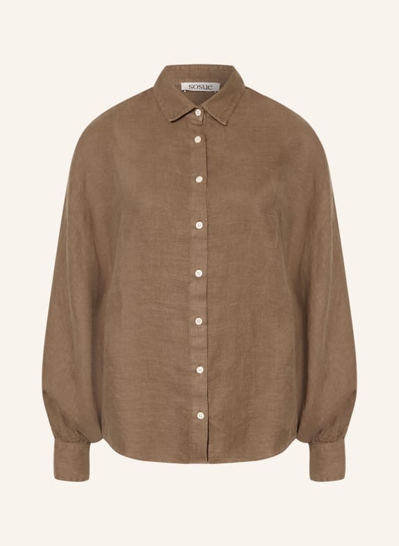 SoSUE Hemdbluse ANTONIA SLIM aus Leinen HELLBRAUN