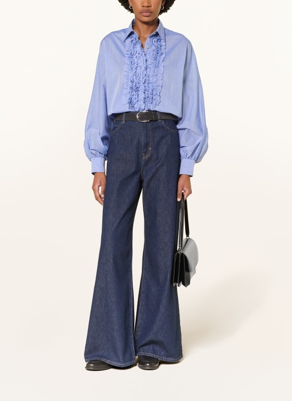 SoSUE Overhemdblouse ANTONIA met ruches LICHTBLAUW