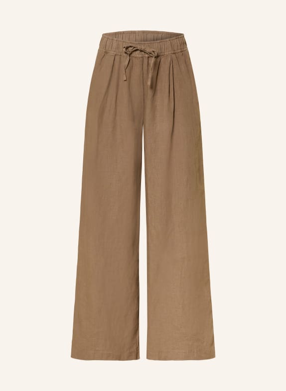SoSUE JOSY linen wide-leg pants LIGHT BROWN