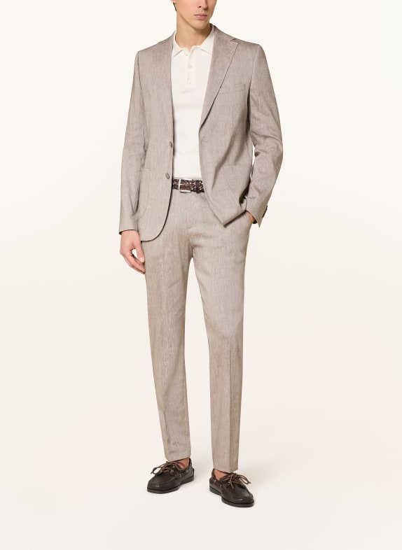 PAUL Regular fit pantalon met linnen 250 dk beige