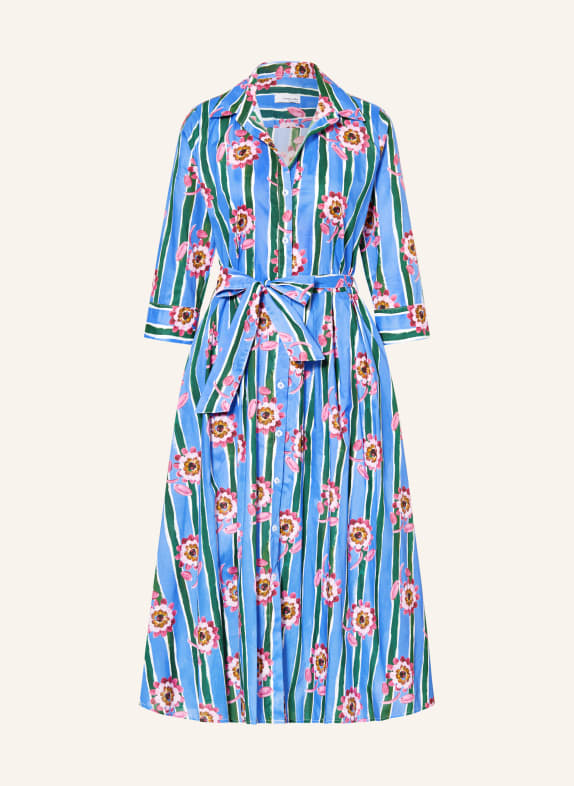 rossana diva Hemdblusenkleid mit 3/4-Arm BLAU / ROSA / DUNKELGRÜN