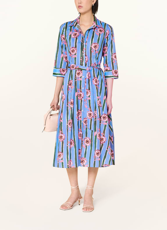 rossana diva Hemdblusenkleid mit 3/4-Arm BLAU / ROSA / DUNKELGRÜN