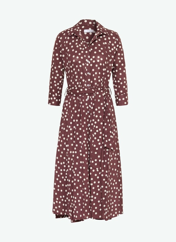 rossana diva Robe chemisier à manches 3/4 MARRON / BLANC