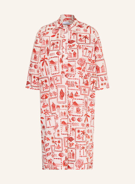 rossana diva Robe chemisier à manches 3/4 ROUGE / BLANC