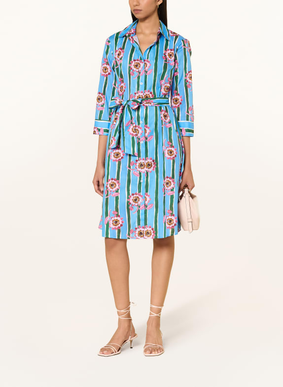 rossana diva Hemdblusenkleid mit 3/4-Arm BLAU / ROSA / DUNKELGRÜN