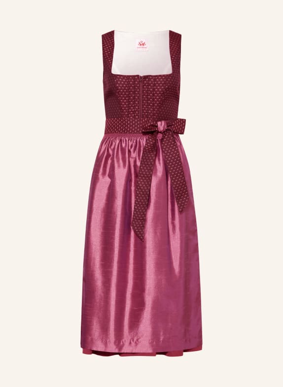 Spieth & Wensky Dirndl HOLUNDER im Materialmix DUNKELROT / ROSA
