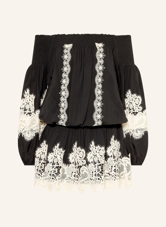 MISS JUNE Off-Shoulder-Kleid LAUREL mit Spitze SCHWARZ / ECRU