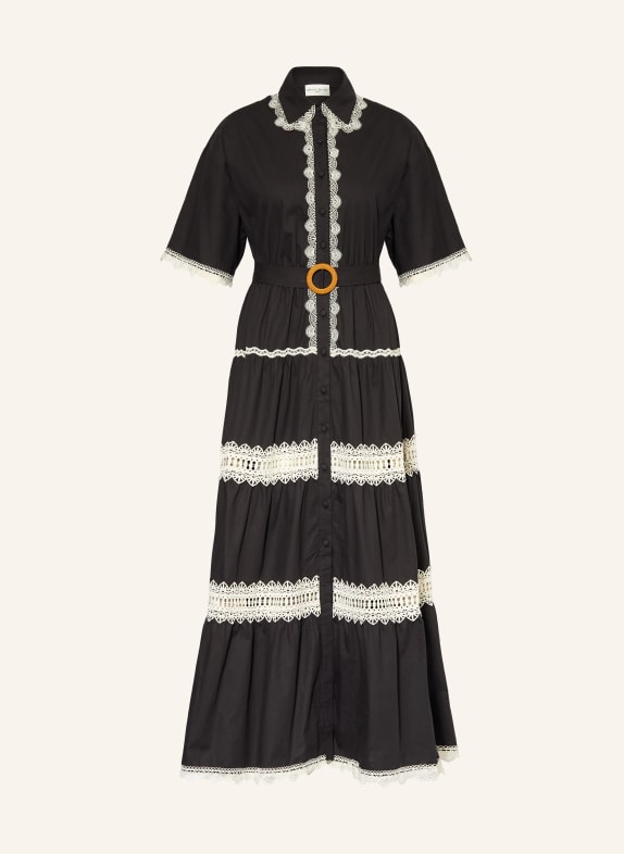 MISS JUNE Hemdblusenkleid BETTY mit Spitze SCHWARZ / WEISS