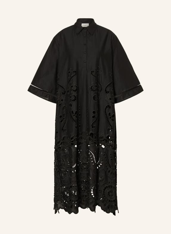 MISS JUNE Hemdblusenkleid ADRIA mit Lochspitze und 3/4-Arm SCHWARZ