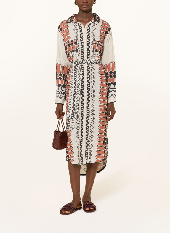 MISS JUNE Hemdblusenkleid ADDY CREME / BRAUN / SCHWARZ