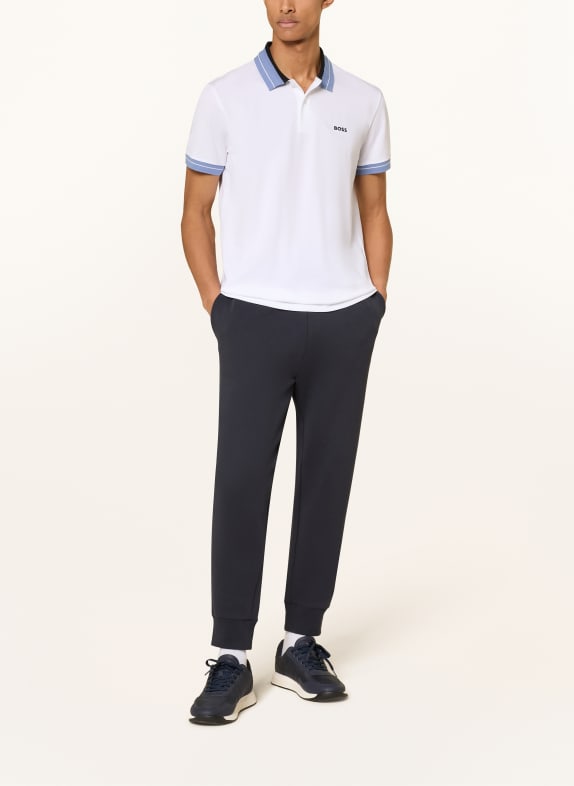 BOSS Piqué-Poloshirt MEMBER Regular Fit WEISS / BLAU / WEISS