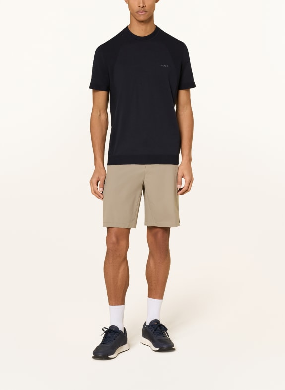 BOSS Tricou din tricot MOMENTUM-LITE ALBASTRU ÎNCHIS
