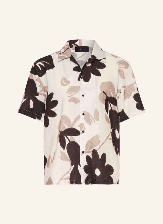 I'M BRIAN Resorthemd Comfort Fit WEISS / DUNKELBRAUN / BEIGE