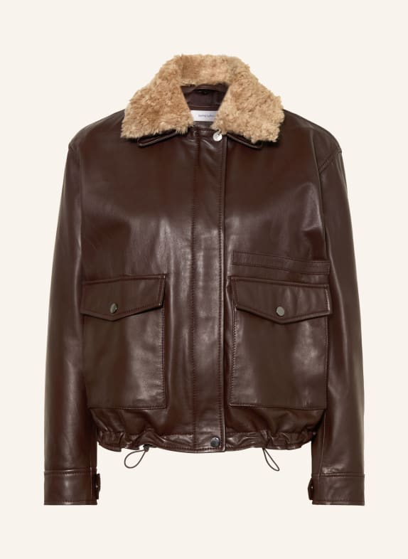 darling harbour Leather jacket with faux fur MAROON