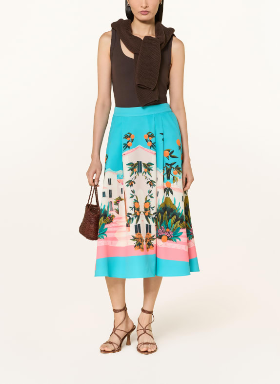 BETTY&CO Plooirok TURQUOISE / ROOD / ORANJE