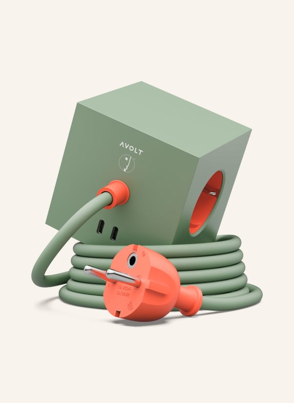 AVOLT Steckdosenleiste SQUARE 1 GRÜN / ORANGE