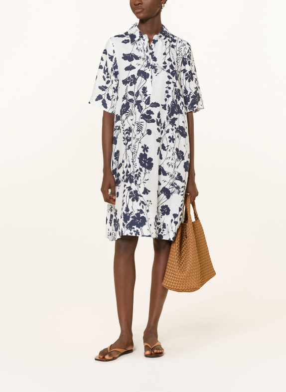 Backstage Leinenkleid ALLESIA DUNKELBLAU / WEISS