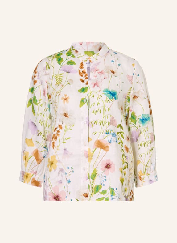 Backstage Chemisier en lin MIA à manches 3/4 BLANC / LILAS CLAIR / VERT