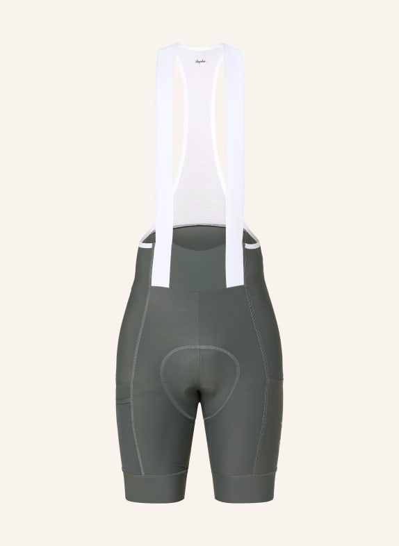 Rapha Radhose BREVET ELEMENT CARGO BIB mit Trägern und gepolstertem Einsatz DUNKELGRÜN / WEISS