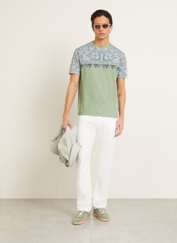 ETRO T-shirt GROEN / CRÈME / BLAUW