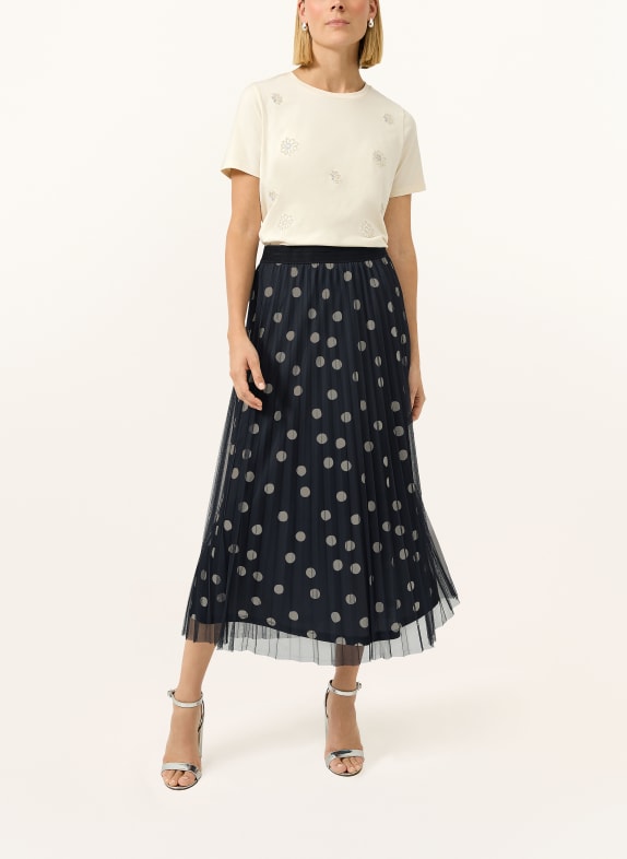 s.Oliver BLACK LABEL Mesh rok met plooien DONKERBLAUW / BEIGE