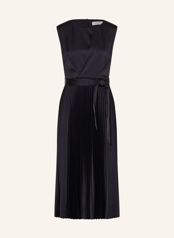 comma Satijnen jurk met plooien DONKERBLAUW