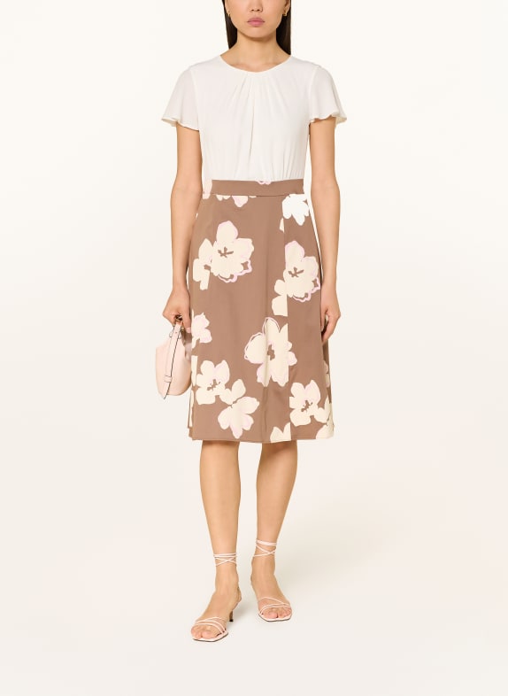 s.Oliver BLACK LABEL Dress in a mix of materials WHITE / BROWN / PINK