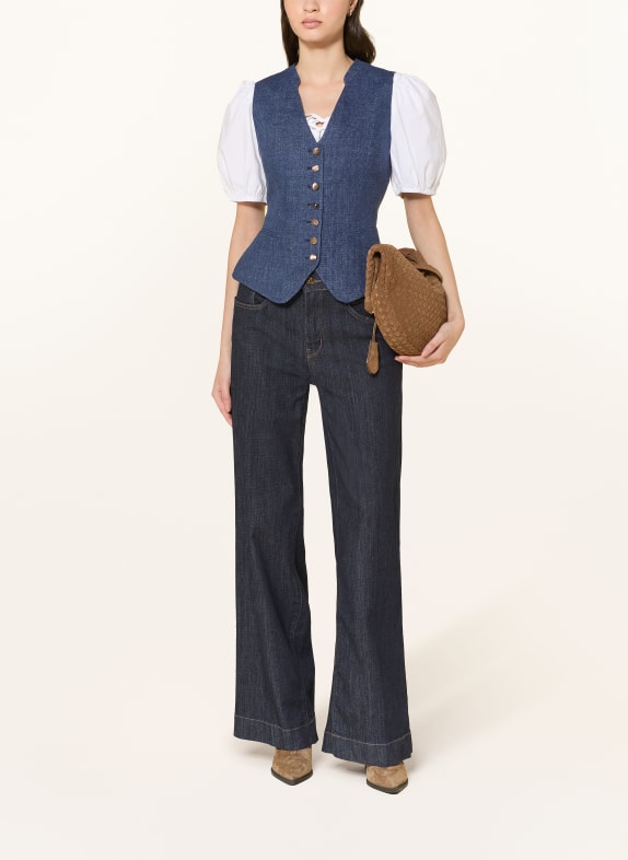 Grasegger Trachtenweste VERONIKA aus Leinen DUNKELBLAU / HELLBLAU