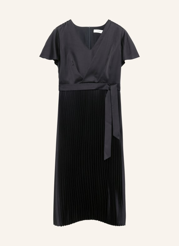 comma Satinkleid mit Plissees DUNKELBLAU