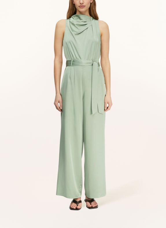 comma Satijnen jumpsuit LICHTGROEN