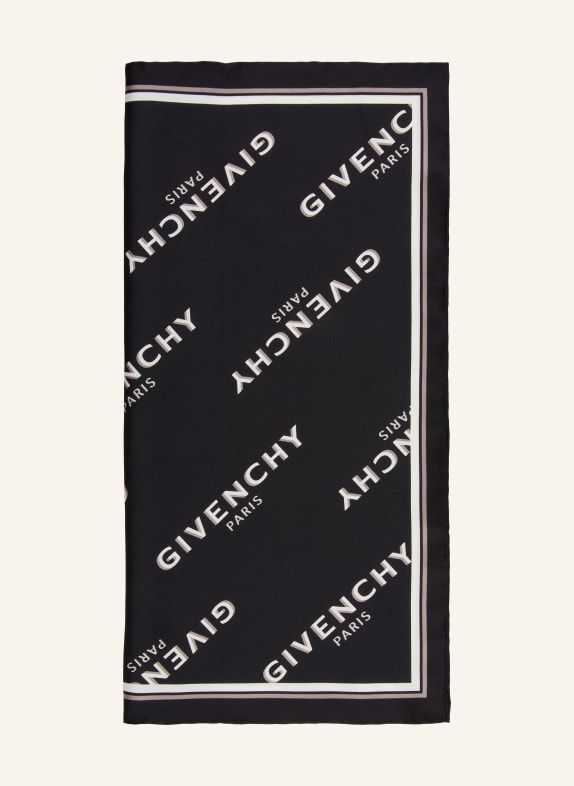 GIVENCHY jedwabna chustka CZARNY / SZARY / BIAŁY