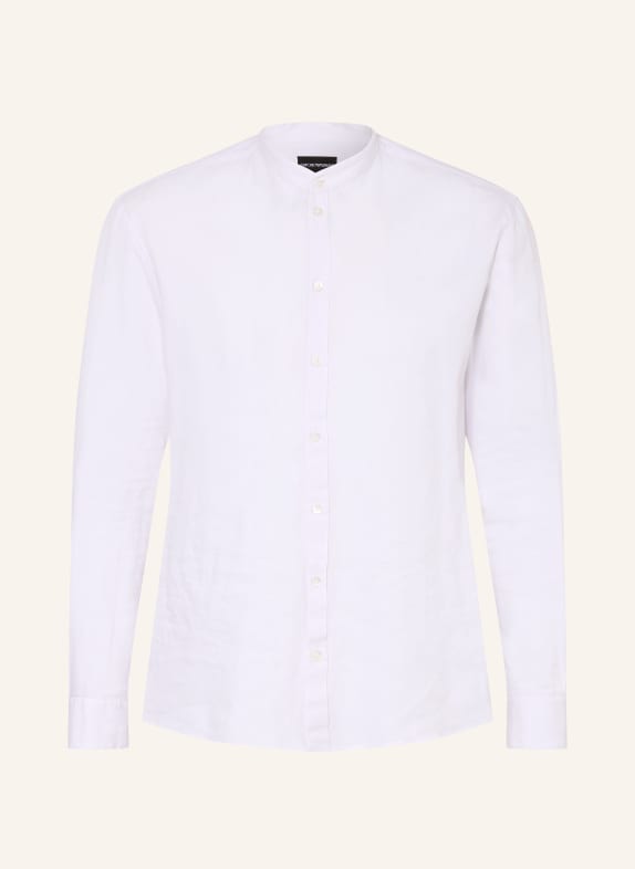 EMPORIO ARMANI Hemd GURU Comfort Fit mit Stehkragen und Leinen WEISS