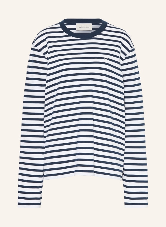 AMI PARIS T-shirt met lange mouwen DONKERBLAUW / WIT