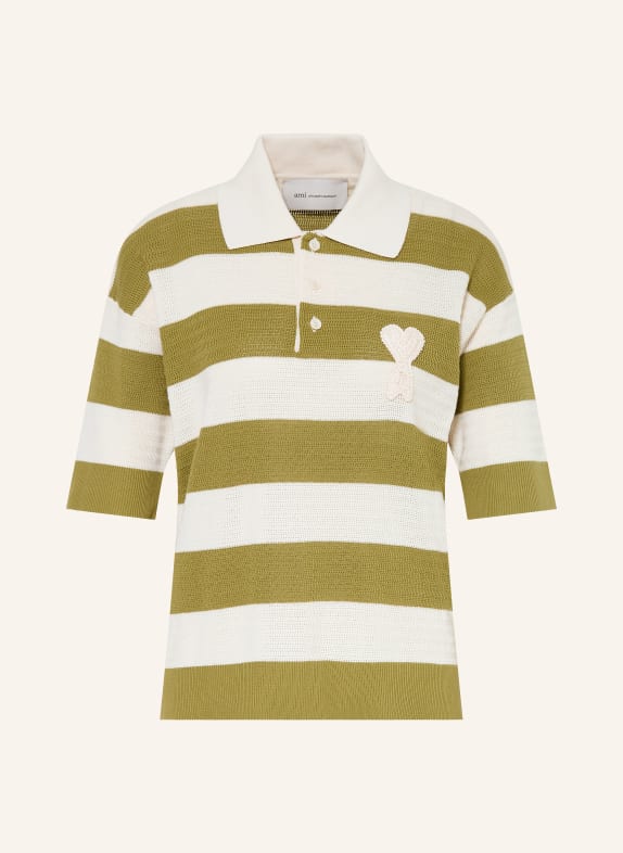 AMI PARIS Gebreid poloshirt GROEN / CRÈME