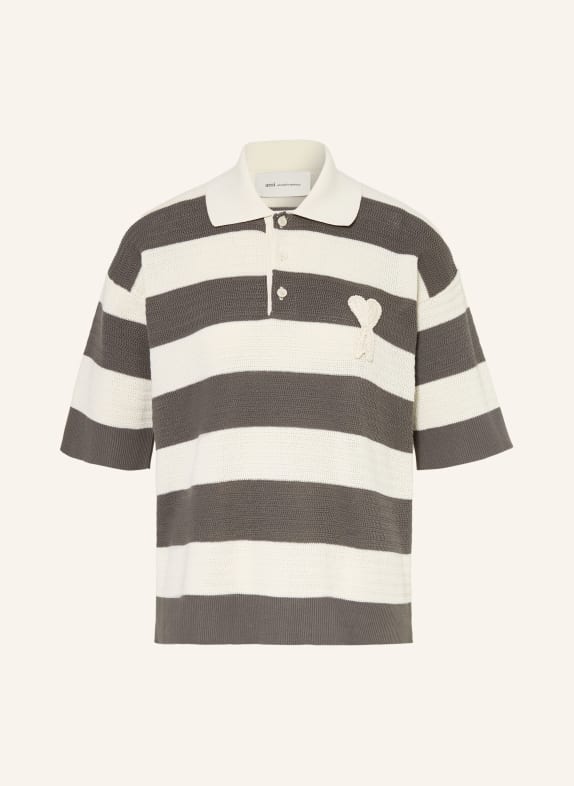 AMI PARIS Gebreid poloshirt CRÈME / DONKERGRIJS