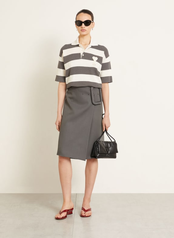 AMI PARIS Gebreid poloshirt CRÈME / DONKERGRIJS