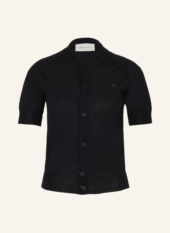 AMI PARIS Cardigan en laine mérinos NOIR