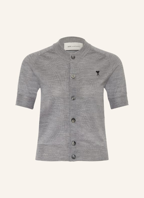 AMI PARIS Strickjacke aus Merinowolle GRAU / SCHWARZ