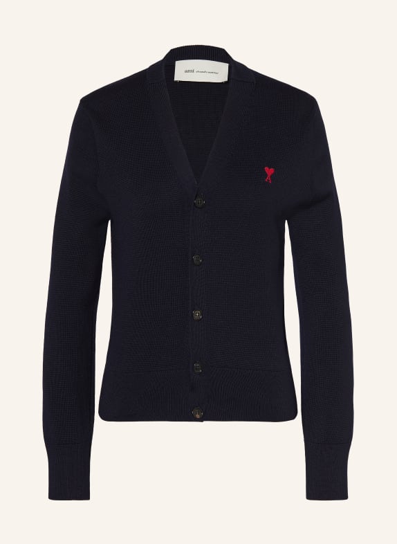 AMI PARIS Sweter z wełny merynosowej GRANATOWY / CIEMNOCZERWONY