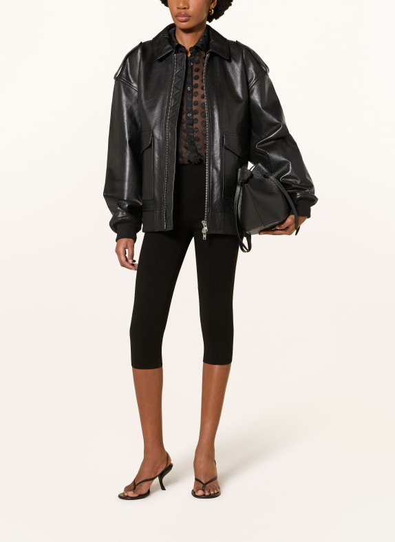 The Frankie Shop Oversized leather jacket VIPER BLACK