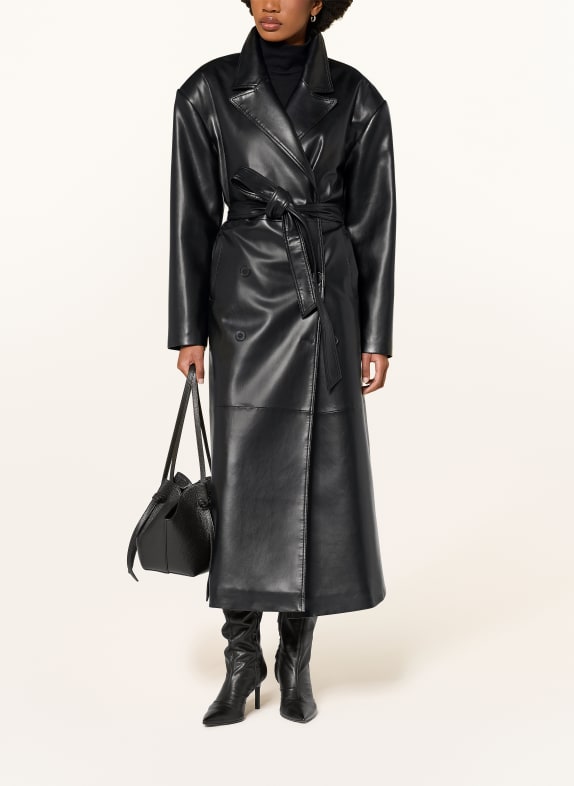 The Frankie Shop Trench-coat TINA aspect cuir NOIR