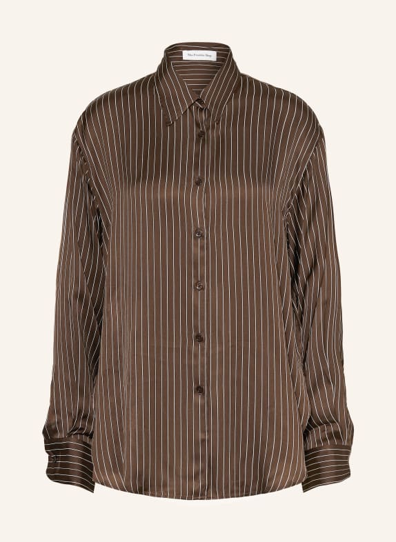 The Frankie Shop Chemisier PERI en satin MARRON FONCÉ / BLANC