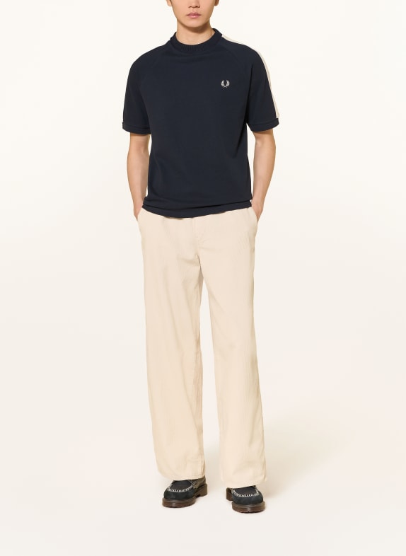 FRED PERRY T-shirt met galonstrepen DONKERBLAUW / ECRU